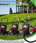 Restore precise throttle control with this 52 inch throttle cable replacement for HRA and HRC lawn mowers, shown with mowers.
