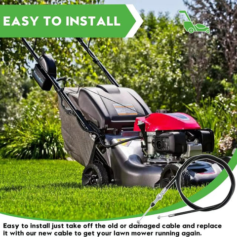 Easy to install lawn mower with 52 inch throttle cable replacement, showcasing engine and cable for HRA and HRC models.