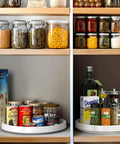 Four Pack Lazy Susan Spice Organizer Rotating Tray Set For Kitchen Pantry Refrigerator Cabinets with non-slip rimmed edge