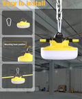 Ultra Bright 100ft LED Construction String Lights, 130W 16,000 Lumens, linkable 5000K, mounted in construction site