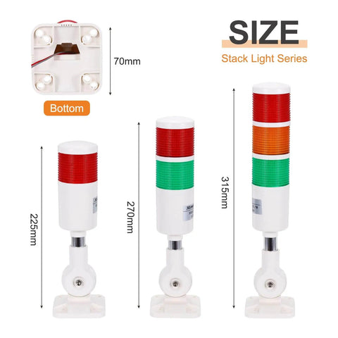 2 Layer LED Warning Signal Light Tower With Built In Buzzer 12 To 24V 10A Industrial Stack Light For Factories And Machinery
