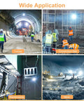 LED Temporary Work Light used in tunnel, construction site, maintenance, and mine, showcasing wide application and linkable design.