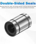 Compact sealed linear ball bearing with 5mm bore, 10mm OD, and 15mm length in a 2 pack for 3D printers and CNC machines.