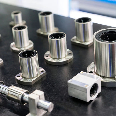 LM5UU flange-mounted linear ball bearings, 5mm bore, 10mm OD, 15mm length, 2 pcs, stainless steel
