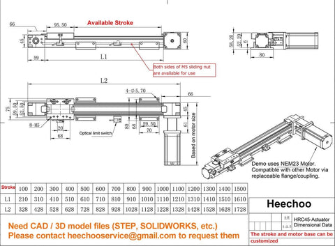 High Speed 400 MM 16 INCH Stroke Belt Drive Linear Guide Rail Motion Slide Actuator Module for CNC Linear Position Kit specifications