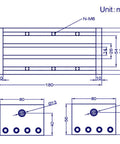 Technical diagram of 100mm effective stroke length linear rail guide double optical axis linear slide rail ballscrew SFU1605 dimensions in mm