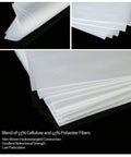 Front view: AAwipes Cleanroom Wipers, 4x4 in, cellulose/polyester blend 68 GSM, lint-free white wipes