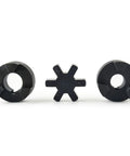 Durable L-Jaw 3/4 to 1 Inch Coupling Set with Buna N Rubber Spider, HT250 steel, 3-piece design for log splitters and heavy machinery.