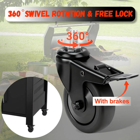 2-Pack 3-Inch Locking Caster Wheels Replacement For Pellet Grills Pro Series 1100 1600 II 850 Navigator Austin XL 820