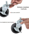3 Inch Locking Swivel Stem Caster Wheels Set of 4 with 3/8-16 x 1 Threaded Stem, installation methods shown with hands