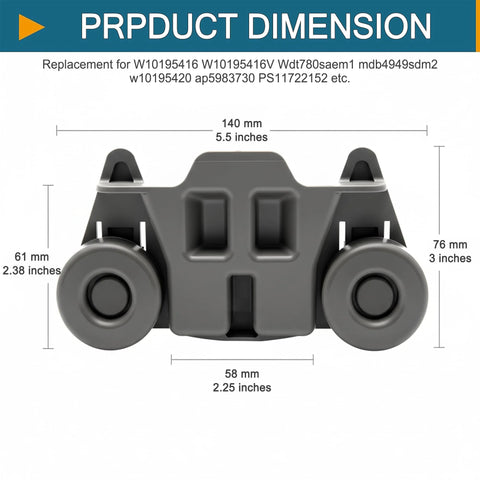 Set Of 4 Upgraded Lower Rack Dishwasher Wheels Replacement For W10195416, Compatible With Kitchenaid Whirlpool Maytag Kenmore