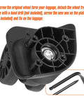 Close-up view of 2 Pcs Luggage Replacement Wheels Model A208 swivel mechanism, durable rubber and metal for suitcase repair.