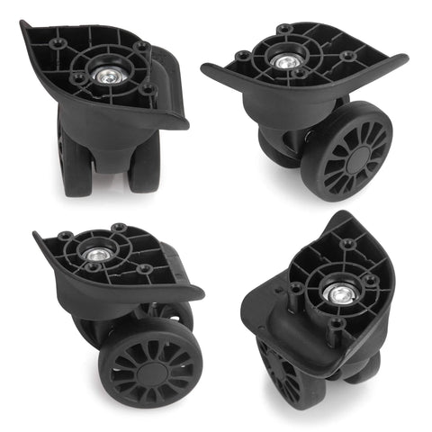 2 Pcs Luggage Replacement Wheels Model A208 with 360 Degree Swivel Rubber Spinner Casters, showing four angles of durable rubber design.