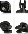 Silent Connected Spinner Wheels For Luggage Replacement, durable plastic wheel set, DIY install kit, four pieces, front view.