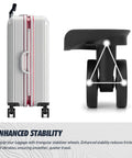 Replacement Luggage Swivel Caster Wheels Pair With 360 Degree Rubber Trolley Wheel Kit For Suitcases Repair And Travel Durable And Load Bearing With Premium PVC Rubber Metal Construction For Heavy Luggage And Smooth Quiet Rolling DL130, side view of luggage with stabilizer wheel detail