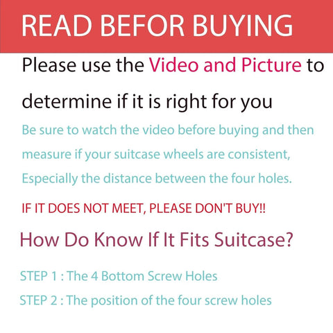 Instructions for verifying fit of 2 Pcs Replacement Luggage Wheels For Most Suitcases Durable Plastic 360 Degree Spinner Wheels