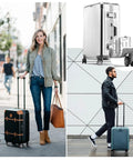 Travelers with luggage showcasing 2 Pcs Replacement Luggage Wheels For Most Suitcases Durable Plastic 360 Degree Spinner Wheels