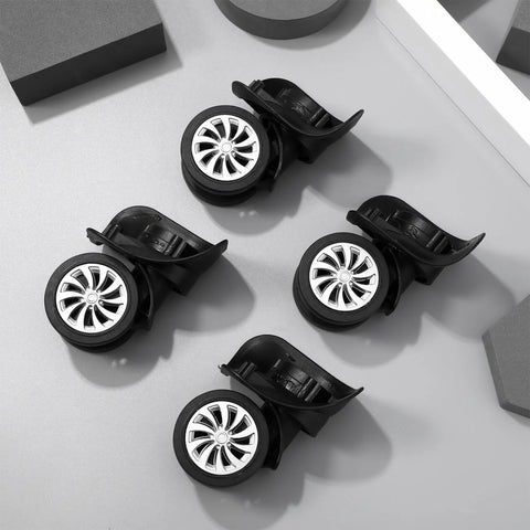 4 Piece Universal Luggage Wheels Replacement Kit For Suitcases, 360 Degree Silent Swivel Casters, Easy Install Rubber Rollers