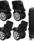 4 Piece Universal Luggage Wheels Replacement Kit For Suitcases, 360 Degree Silent Swivel Casters shown next to a suitcase
