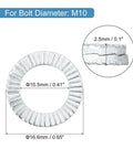M10 Wedge Locking Washers for Bolts, Manganese Steel, 20 Pcs, DIN 25201 with dimensions