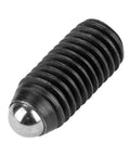 Close-up of Ten Piece M12X1.75 Socket Ball Spring Plungers Set With Hex Set Screws For Clamps And Automatic Machines Carbon Steel Construction