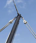 6pcs M20 Double Pulley Block, Stainless Steel Swivel Rigging Lifting Wheel Fixed Pulley, installed on a pole with ropes