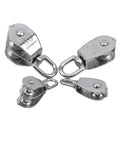 M25 Stainless Steel Pulley Single/Double Wheel Swivel Lifting Rope Pulley Set Bearing Lifting Wheel Tools(M25,Double Pulley), 4 pieces