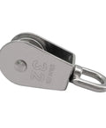 2Pcs M32 Single Pulley Block, 304 Stainless Steel Wire Rope Hanging Wire Towing Wheel Loading 551Ibs side view