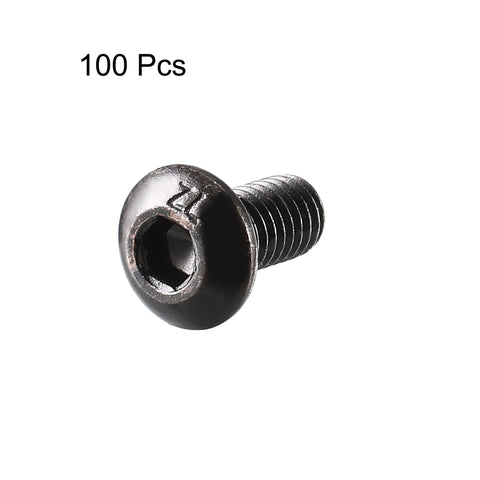 Close-up of M3x6mm Thread Button Head Hex Socket Cap Screw Bolt, black, 100pcs
