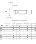 Diagram and chart for M4 Cabinet Screws Kit 200 Pieces 25 To 50mm Silver Pan Head Phillips Drive Stainless Steel Assortment.