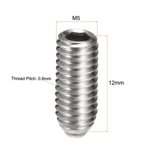 M5 X 12mm Ball Point Set Screws With Ball Plunger In 304 Stainless Steel for Precision Alignment and Secure Positioning