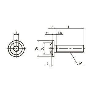 Technical drawing of SFBS-M6-16 NBK Socket Button Head Cap Screws - Flange 20-Pack - Made in Japan, showing dimensions for precision fitting.