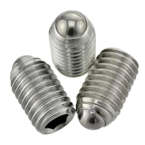 M6 x 16mm Stainless Steel Hex Socket Spring Ball Point Grub Screws 20 Pieces SUS304 set in close-up view
