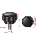 4pcs Knurled Clamping Knobs M6 x 12mm Metric 304 Stainless Steel Male Thread Thumb Screw on Type 25mm Plastic Round Head Threaded Hand Bolt Stud Knobs Black