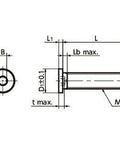 Technical diagram of SSHS-M8-25-SD NBK Length Socket Head Cap Screws - Extreme Low & Small Head. Pack of 10 - Made in Japan, dimensions shown.
