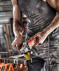 Person using Diamond Cone Drill Bit Set with Multi Layered Tapered Reamer on construction material