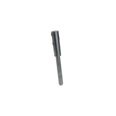 Marine Grade Threaded 3 8 16 Set Screw Stud For One Quarter Inch Stainless Wire, side view, showcasing stainless steel T316 material