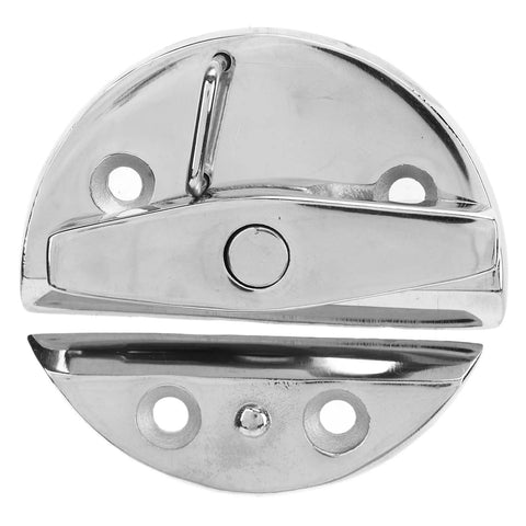 Round turn button twist latch, marine-grade stainless steel, mirror finish, front view