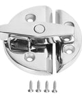 Round turn-button twist latch in mirror-finish marine stainless steel for hatches and enclosures; includes four screws