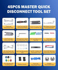 45-piece All In One Master Quick Disconnect Tool Kit For Fuel Lines And A C Systems Transmission Hoses with tools and connectors