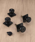 Black Interior Door Knobs For Bathroom And Bedroom Pismo Privacy Doorknob With Turn Lock And Square Rosette display