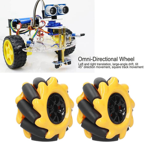 FLEXMAN Mecanum Wheel, 48mm omni directional robot car wheels, yellow and black, DIY accessories for TT coupling, with robot model