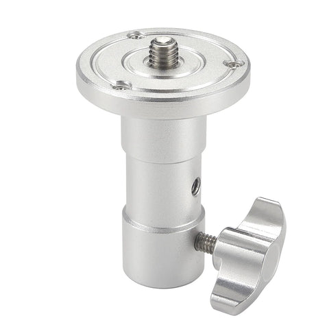 5/8 Inch Baby Ball Head Adapter To 3/8 Inch Thread For C Stand And Light Stand Mounts, all-metal aluminum, side view.