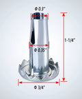 Metal Caster Socket Sleeve Set, showing single stem insert with dimensions for 5/16 x 1-1/2 inch casters, ideal for furniture.