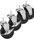 Set Of Four Caster Wheels For Organization And Storage Shelving, Casters For Metal Shelves And Wire Racks with metal and rubber design