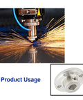 Close-up of durable 7mm metal flange shaft couplings with a 0.28 inch bore, shown in industrial use with visible sparks.