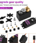 [2-Pack] MG996R 55g Metal Gear Torque Digital Servo Motor for Futaba JR RC Helicopter Car Boat Robot showing components