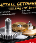 Close-up view of full metal gears from 2Pcs 25KG High Torque RC Servo, Waterproof Servo Motor Compatible with 1/8, 1/10 RC Car