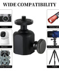 2 Pack Mini Ball Heads With One Quarter Inch Mounting Screw, 360 Degree Horizontal Rotation, versatile with cameras and tripods