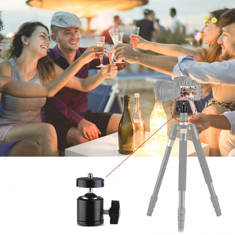 Friends celebrating with drinks, highlighting Two Pack Quarter Inch Swivel Mini Ball Head Tripod Mount For Cameras And Accessories.